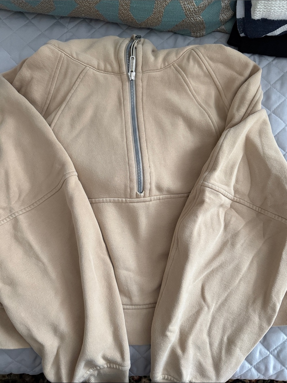 Lululemon Beige Half-Zip Pullover Sweatshirt